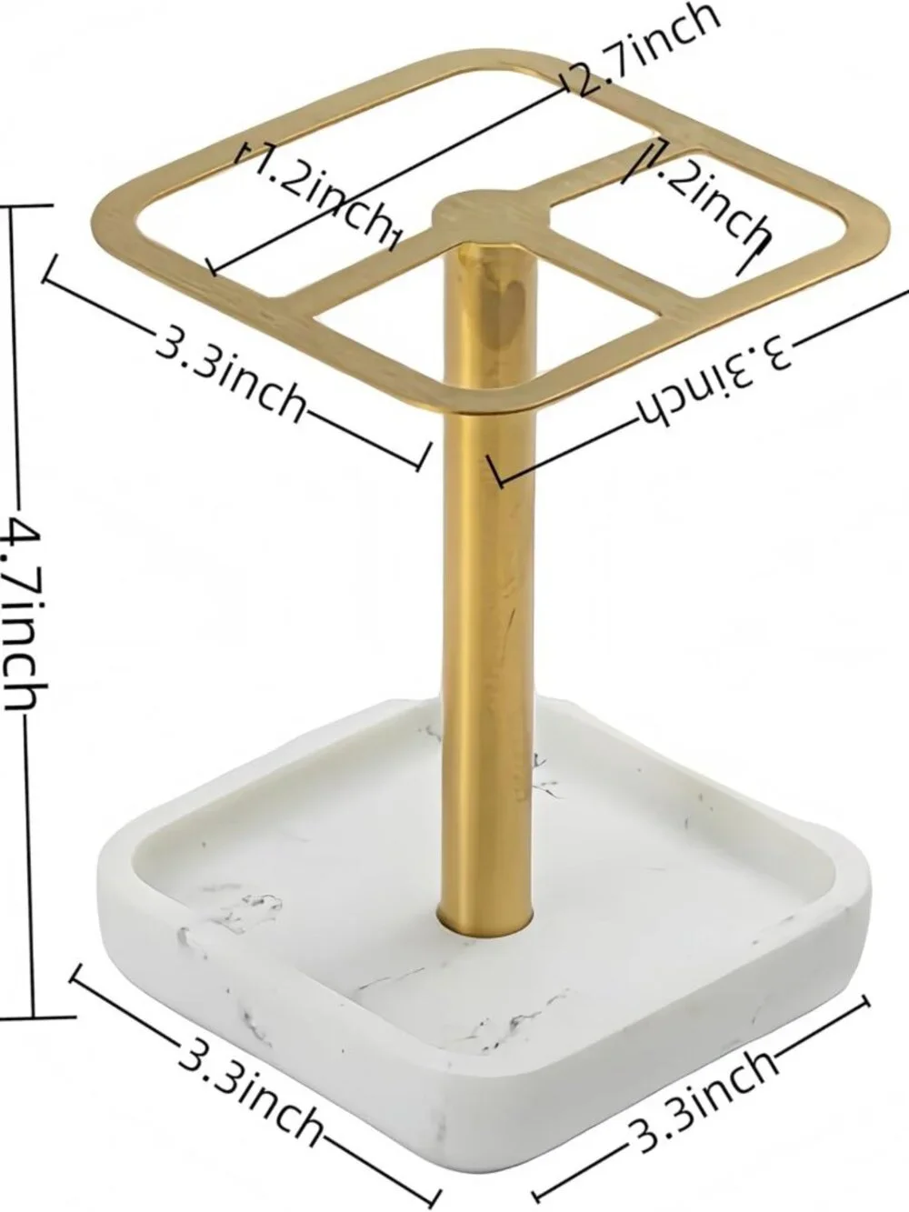 Stylish Gold Toothbrush Holder - Space-Saving Bathroom Organizer with Storage